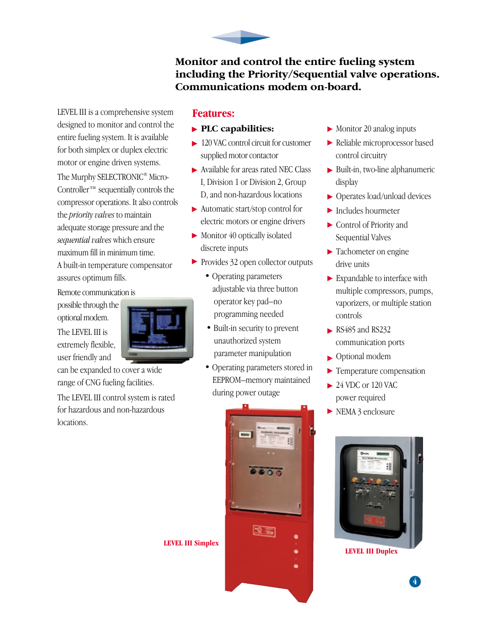 Level iii, Features | Murphy CNG-92200H User Manual | Page 5 / 7