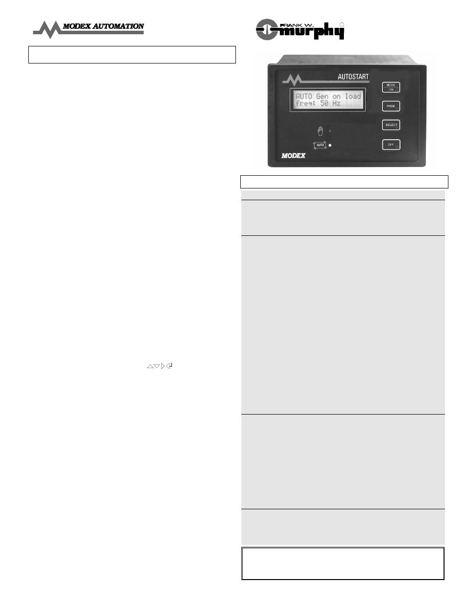 Murphy Autostart 730 AS730 User Manual | 2 pages