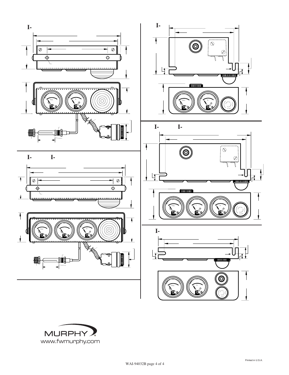 Typical dimensions, 3 / wa, 8 / wa | Murphy Swichgage Shutdown Panels WAI Series User Manual | Page 4 / 4