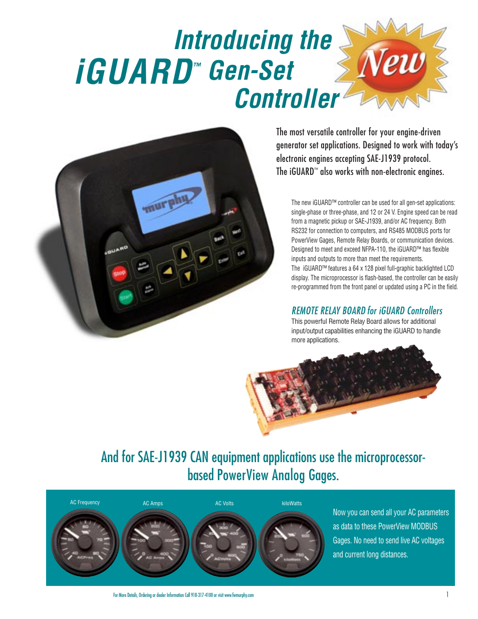 Iguard, Introducing the, Gen-set controller | Murphy PG-03082H User Manual | Page 3 / 8