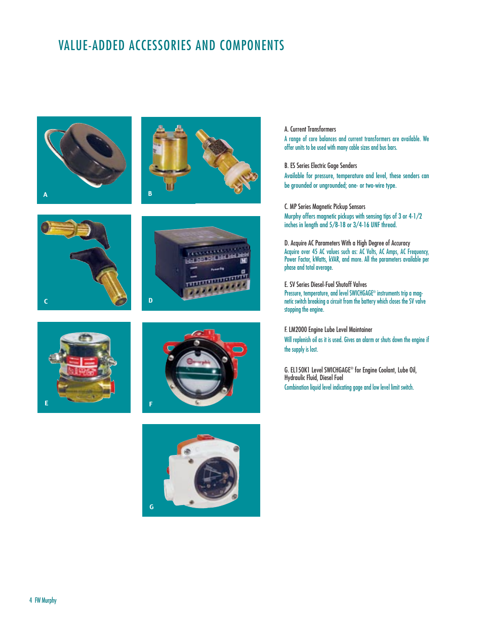 Value-added accessories and components | Murphy PG-03082H User Manual | Page 6 / 8