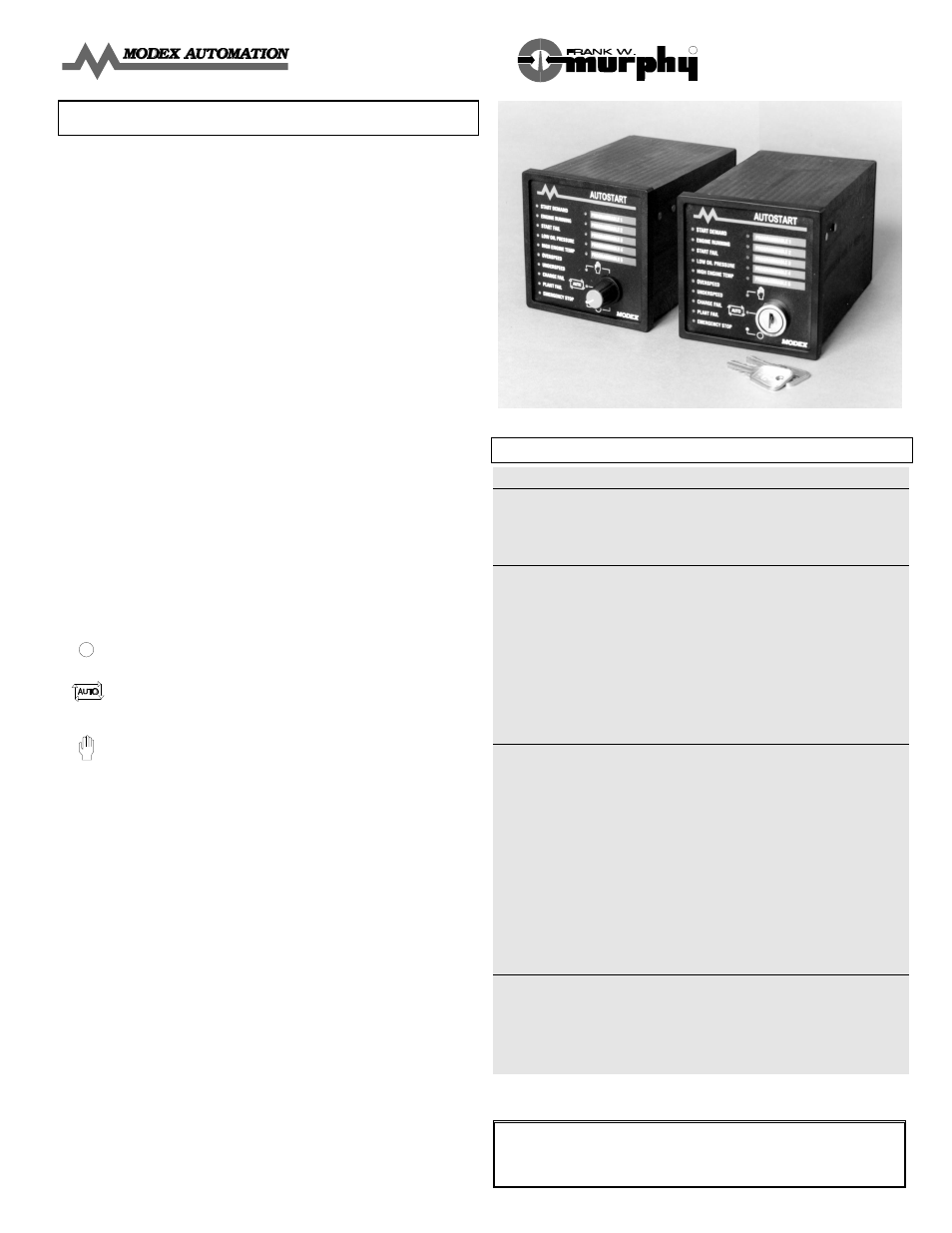 Murphy Autostart 705 AS705S User Manual | 2 pages