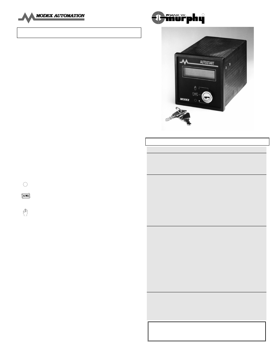 Murphy Autostart 710 AS710S User Manual | 2 pages