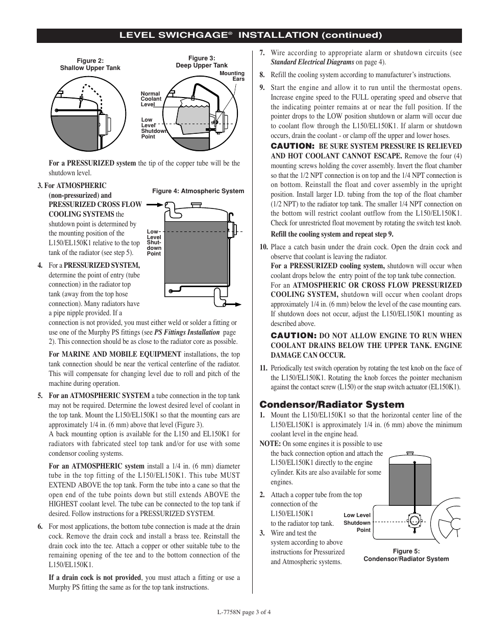 Condensor/radiator system | Murphy EL150EX User Manual | Page 3 / 4