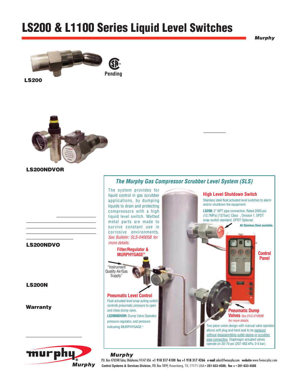 Murphy LS200 Series User Manual | 2 pages