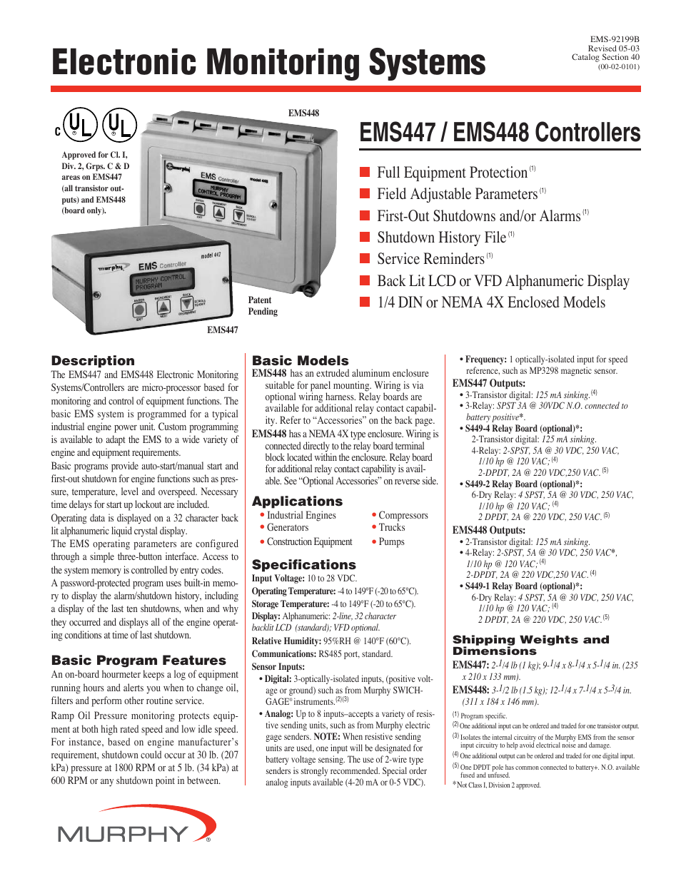 Murphy EMS448 User Manual | 2 pages