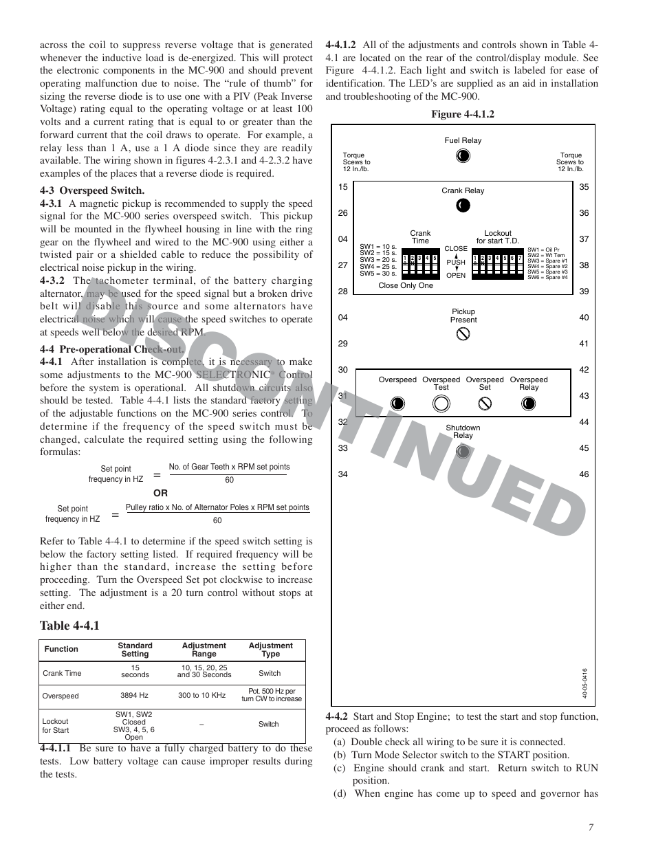 Discontinued, Table 4-4.1 | Murphy MC-900 Series User Manual | Page 9 / 13