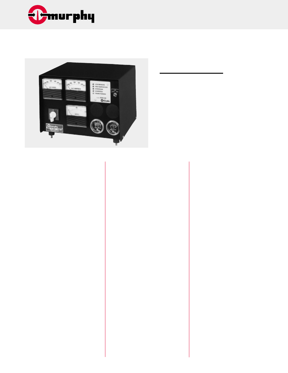 Murphy Generator Panel MGC921 Series User Manual | 2 pages
