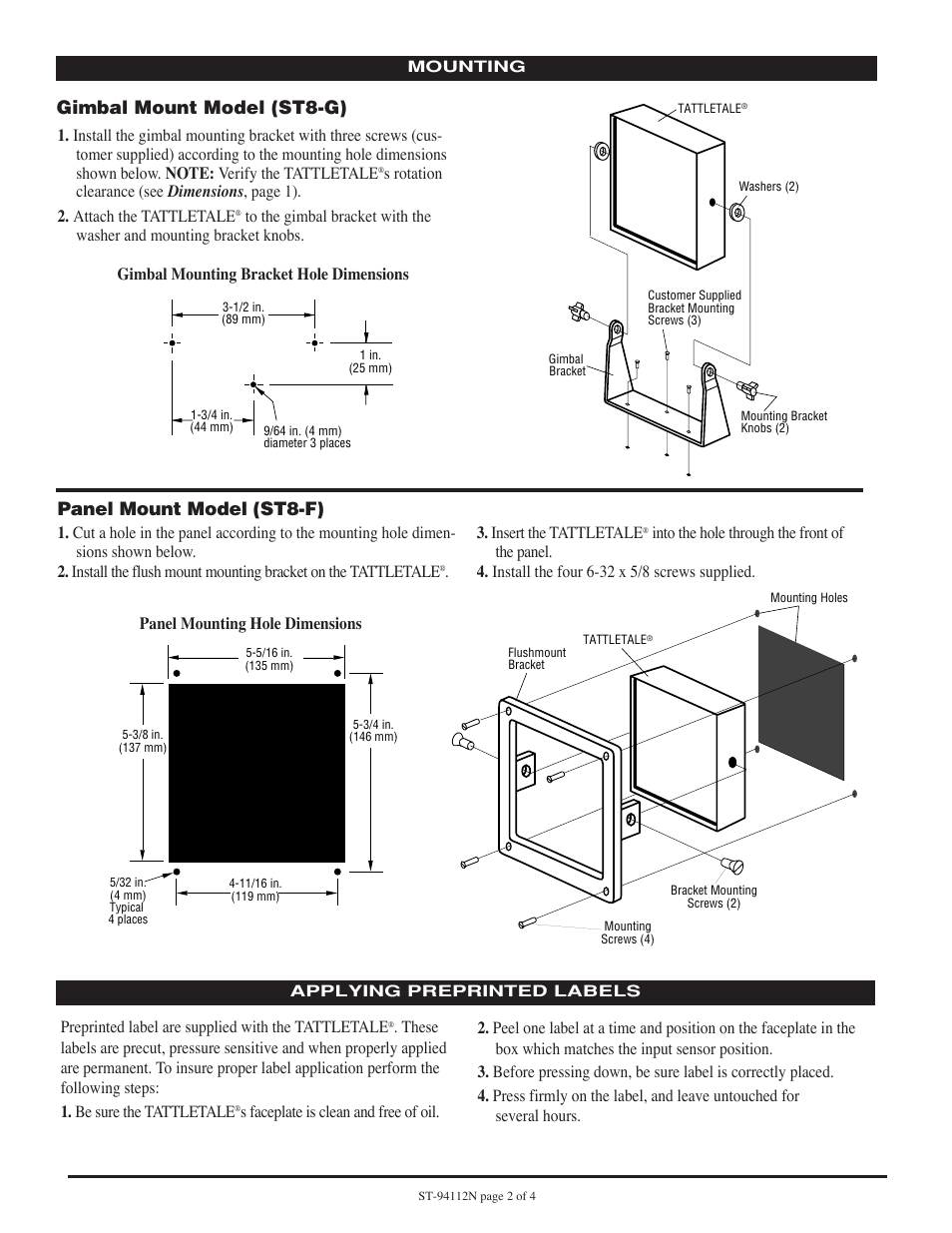 Murphy Selectronic Tattletale Annunciator ST8 User Manual | Page 2 / 4