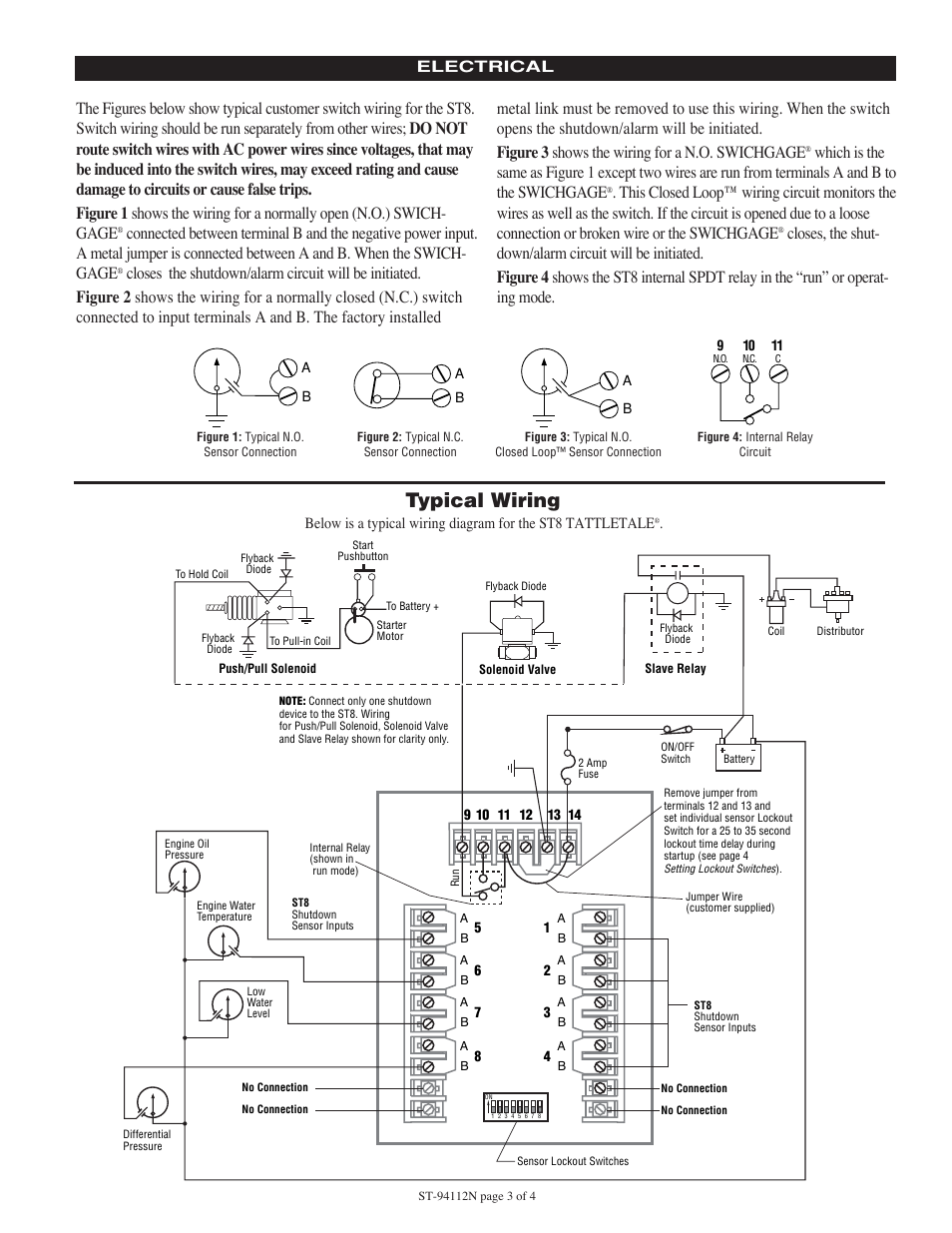 Typical wiring | Murphy Selectronic Tattletale Annunciator ST8 User Manual | Page 3 / 4