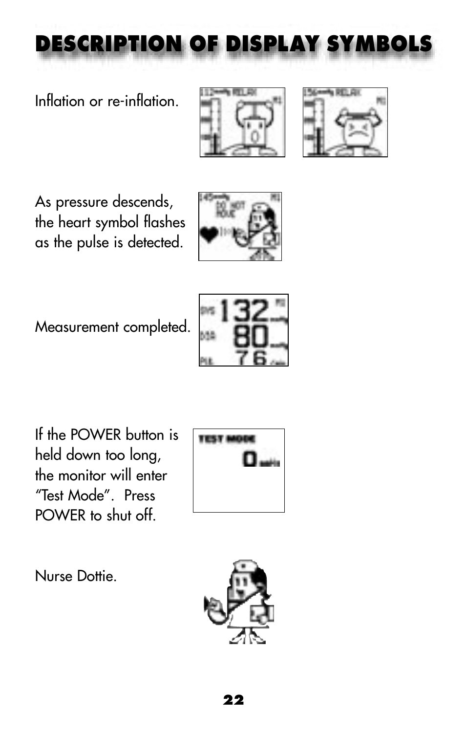 Description of display symbols | MABIS/Duro-Med 04-255-001 User Manual | Page 24 / 28