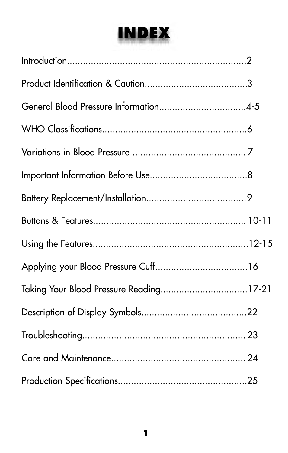 Index | MABIS/Duro-Med 04-255-001 User Manual | Page 3 / 28