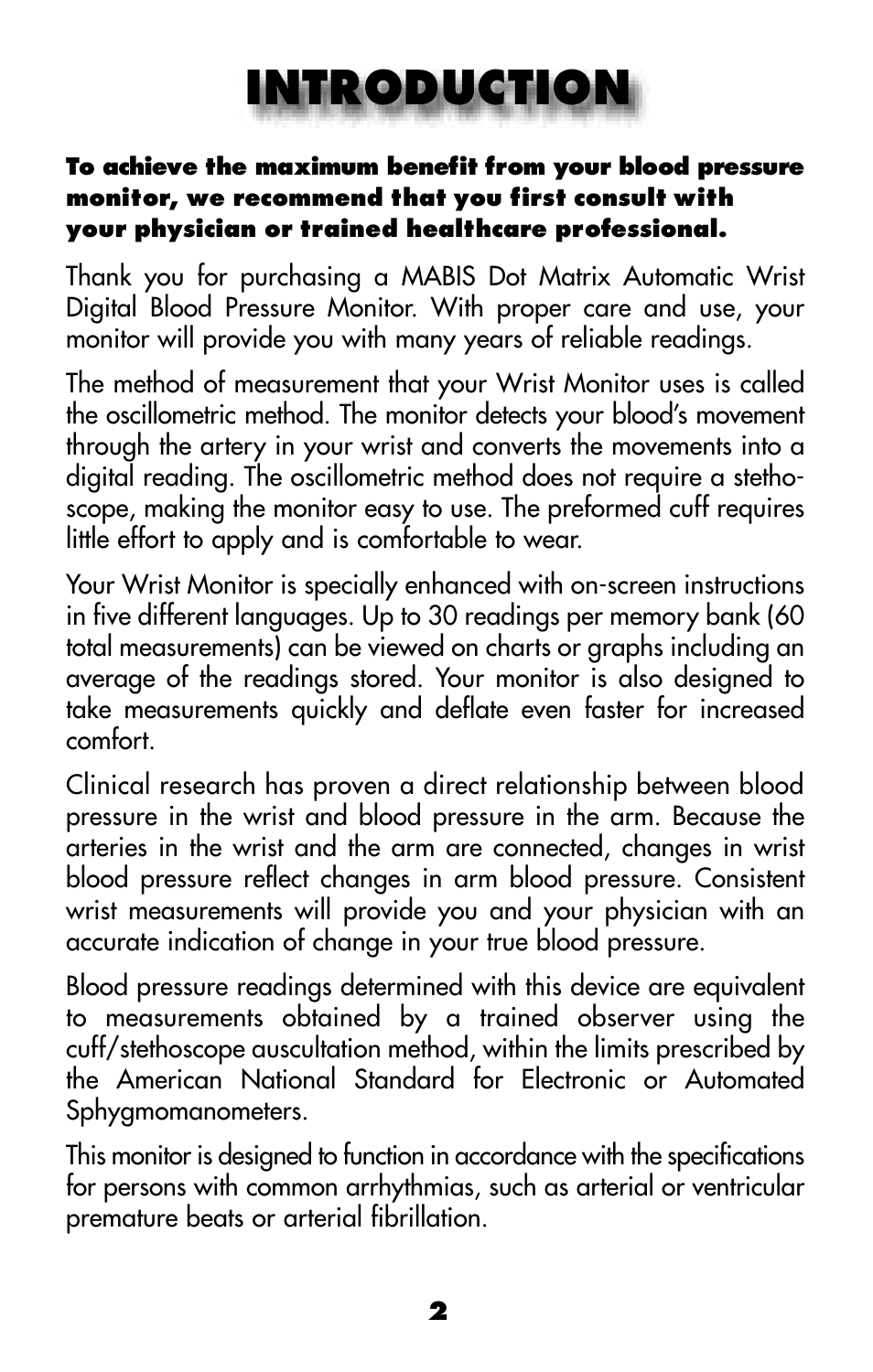 Introduction | MABIS/Duro-Med 04-255-001 User Manual | Page 4 / 28