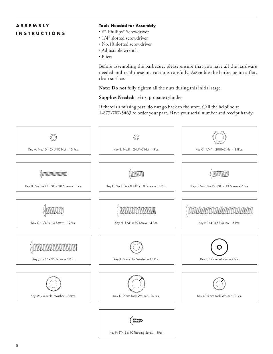 2 phillips, Screwdriver, 1/4˝ slotted screwdriver | No.10 slotted screwdriver, Adjustable wrench | Master Chef WPE User Manual | Page 10 / 16