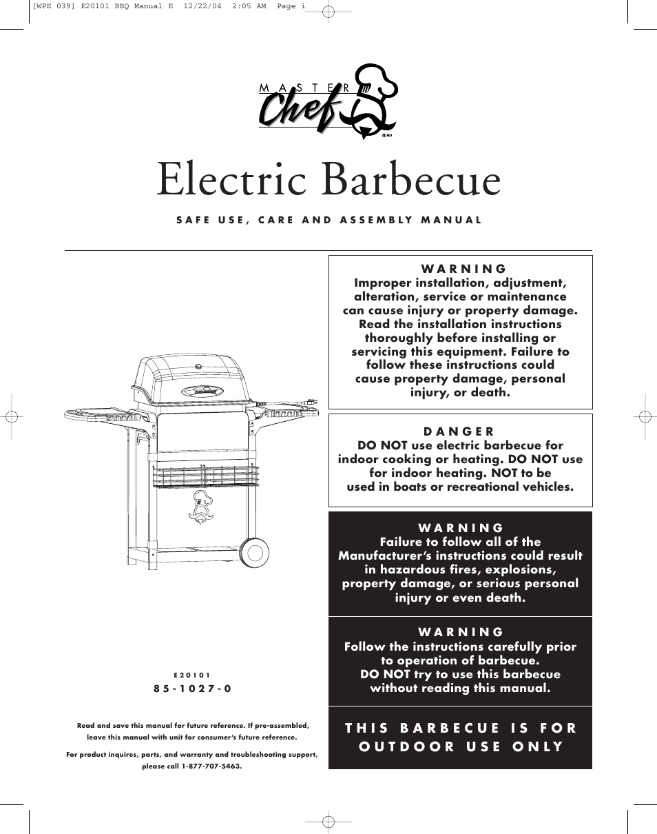 Electric barbecue | Master Chef 85-1027-0 User Manual | Page 2 / 16