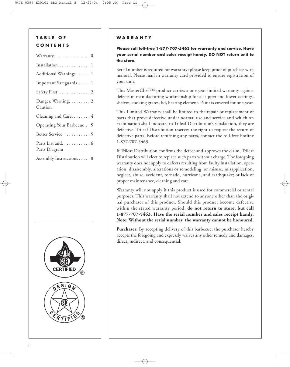 Master Chef 85-1027-0 User Manual | Page 3 / 16