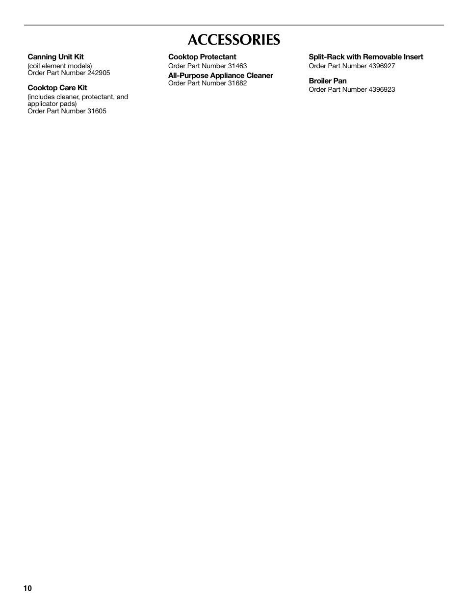 Accessories | Maytag Range User Manual | Page 10 / 12