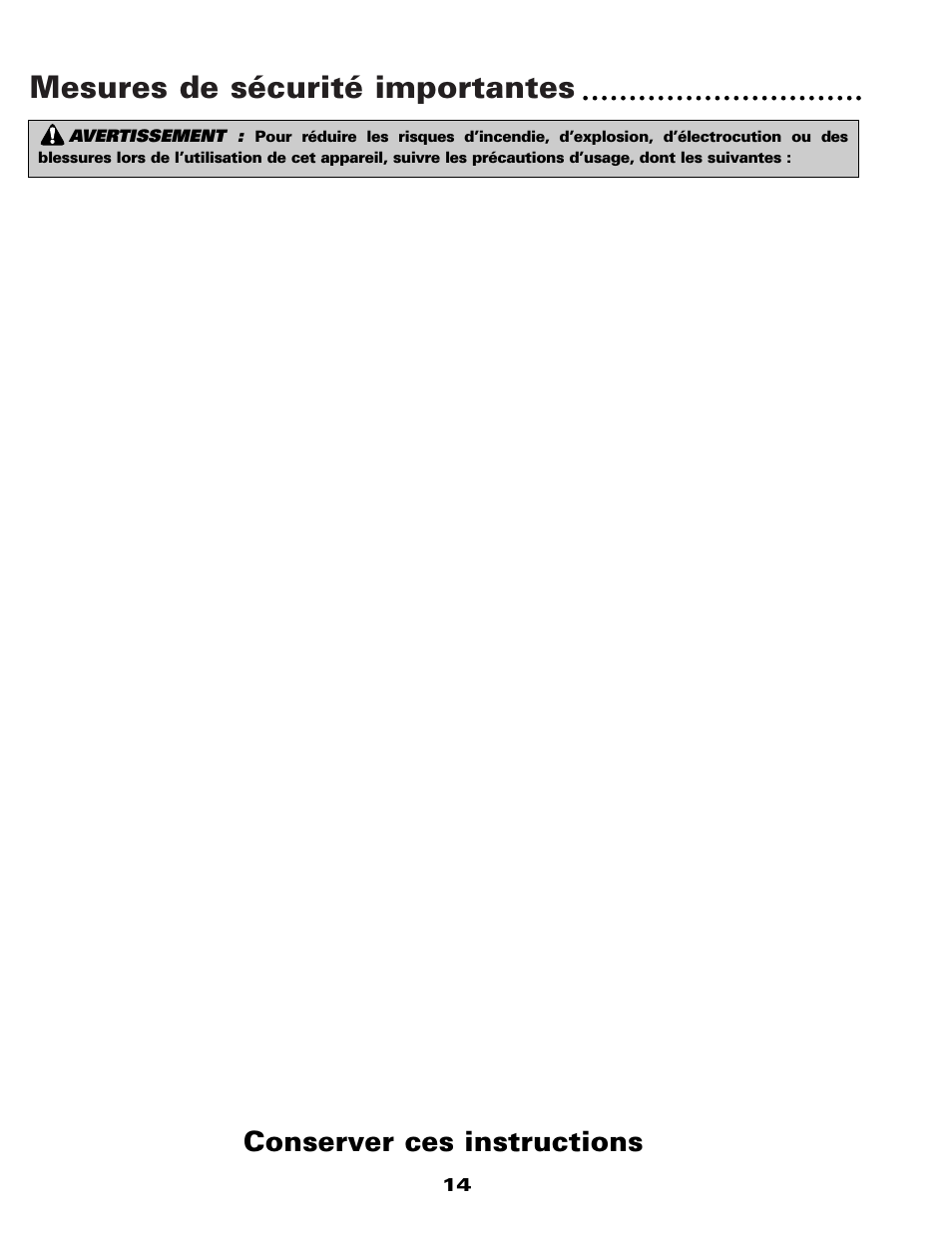 Mesures de sécurité importantes, Conserver ces instructions | Maytag W10117754A User Manual | Page 15 / 36