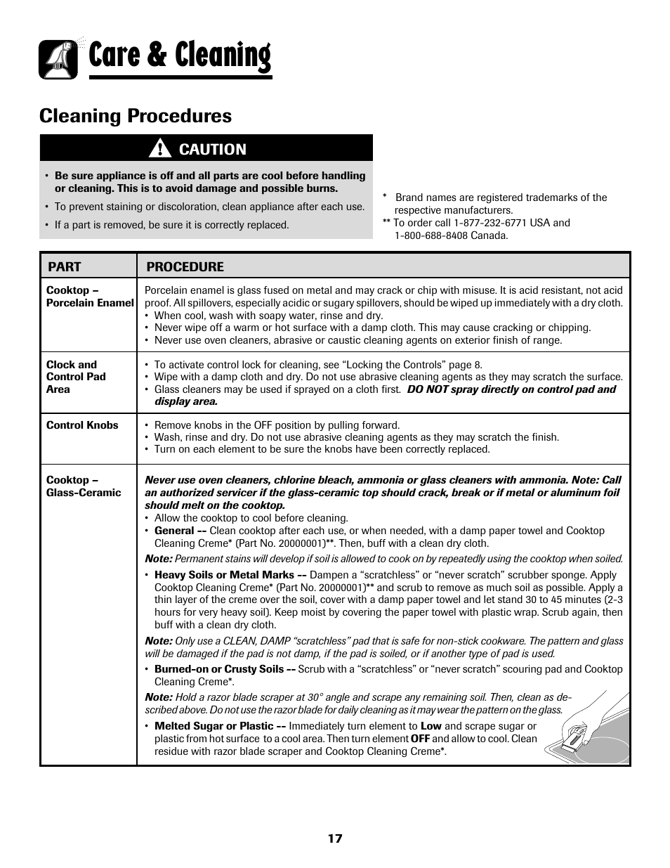 Care & cleaning, Cleaning procedures, Caution | Maytag 8113P768-60 User Manual | Page 18 / 76