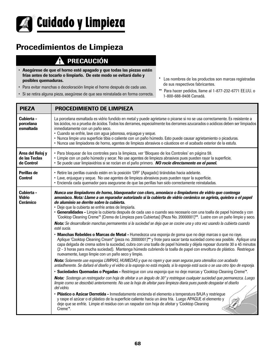 Cuidado y limpieza, Procedimientos de limpieza, Precaución | Maytag 8113P768-60 User Manual | Page 69 / 76