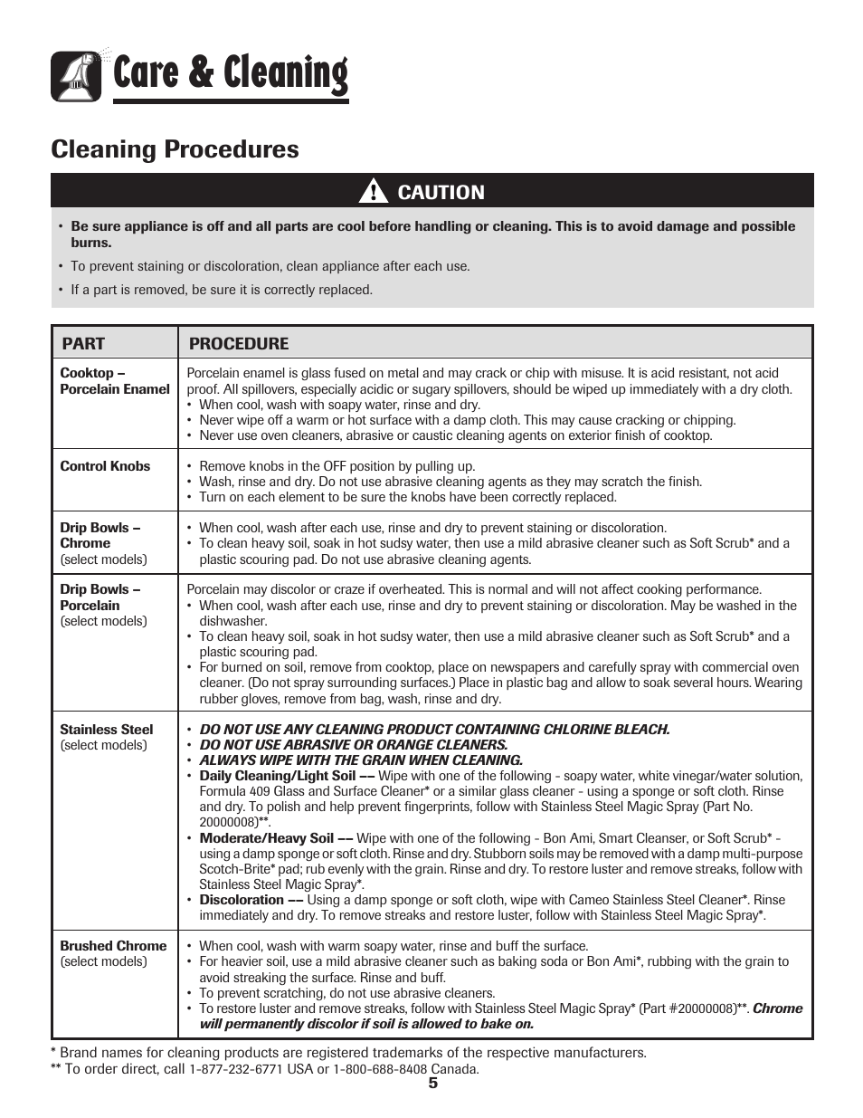 Care & cleaning, Cleaning procedures, Caution | Maytag MEC4436AAW User Manual | Page 6 / 24