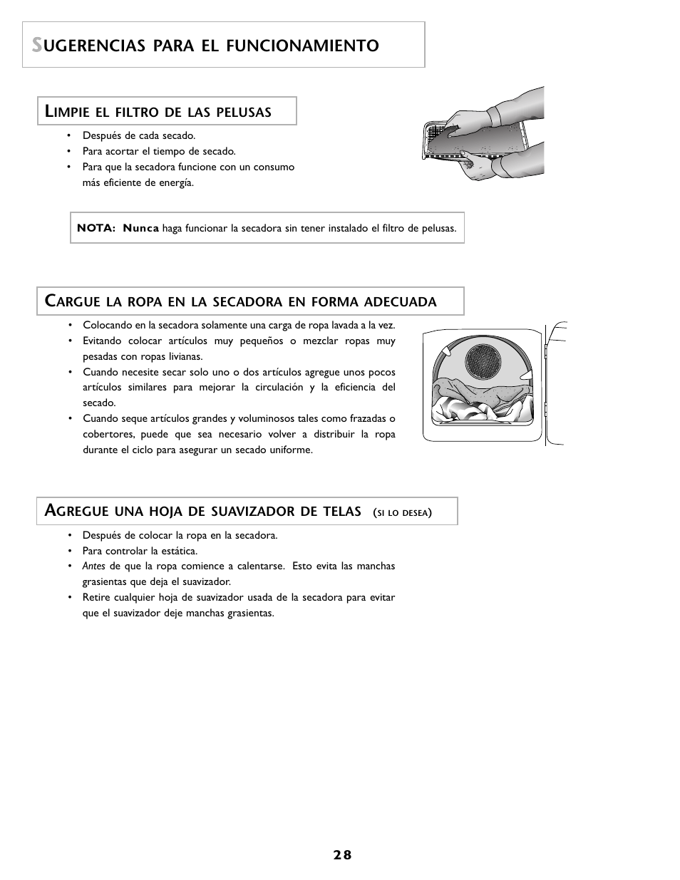 Ugerencias para el funcionamiento | Maytag MD55 User Manual | Page 29 / 36