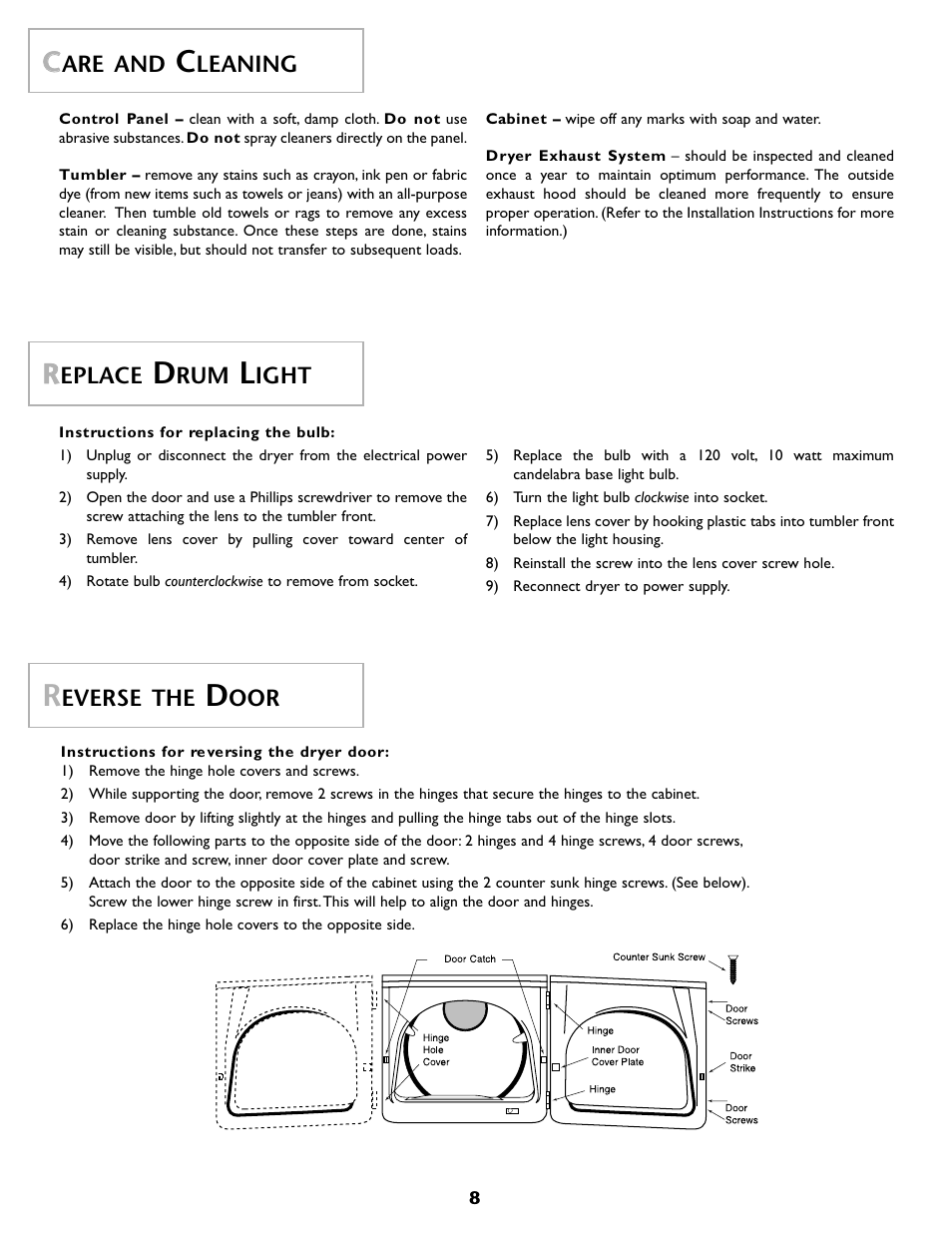 Are and, Leaning, Eplace | Ight, Everse the | Maytag MD55 User Manual | Page 9 / 36