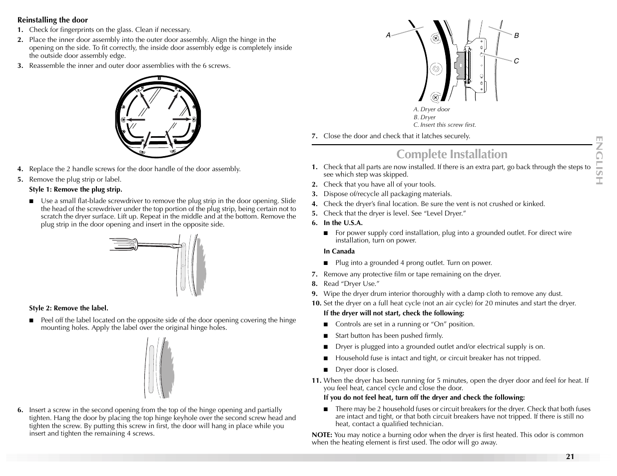 Complete installation | Maytag Epic W10139629A User Manual | Page 21 / 88