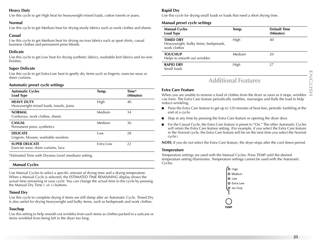 Additional features | Maytag Epic W10139629A User Manual | Page 25 / 88