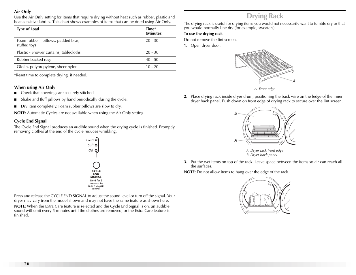 Drying rack | Maytag Epic W10139629A User Manual | Page 26 / 88