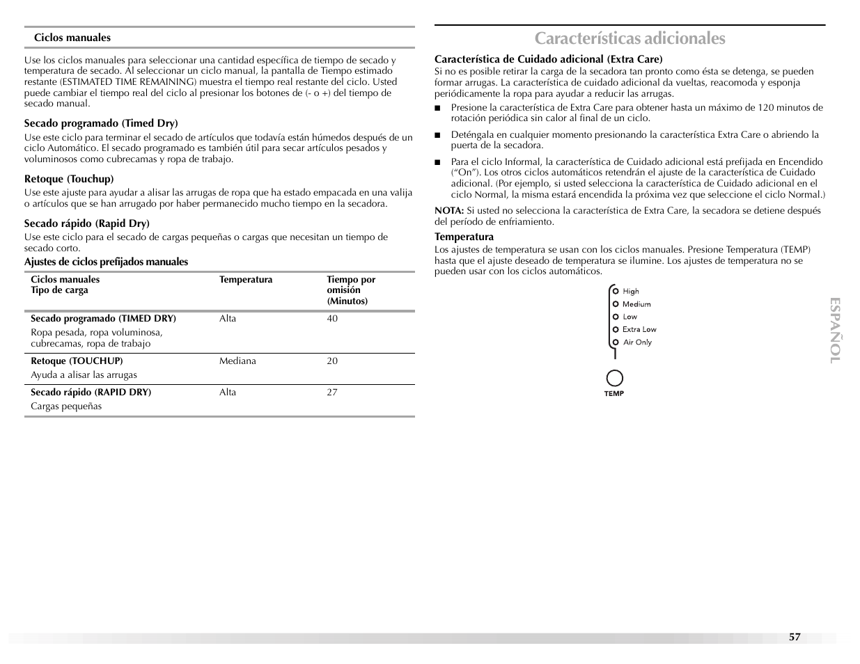 Características adicionales | Maytag Epic W10139629A User Manual | Page 57 / 88