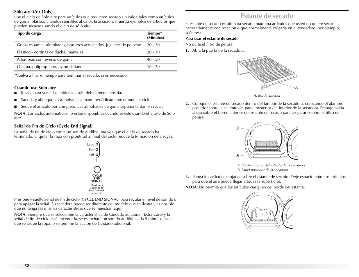 Estante de secado | Maytag Epic W10139629A User Manual | Page 58 / 88