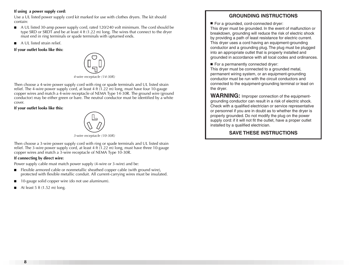 Warning | Maytag Epic W10139629A User Manual | Page 8 / 88