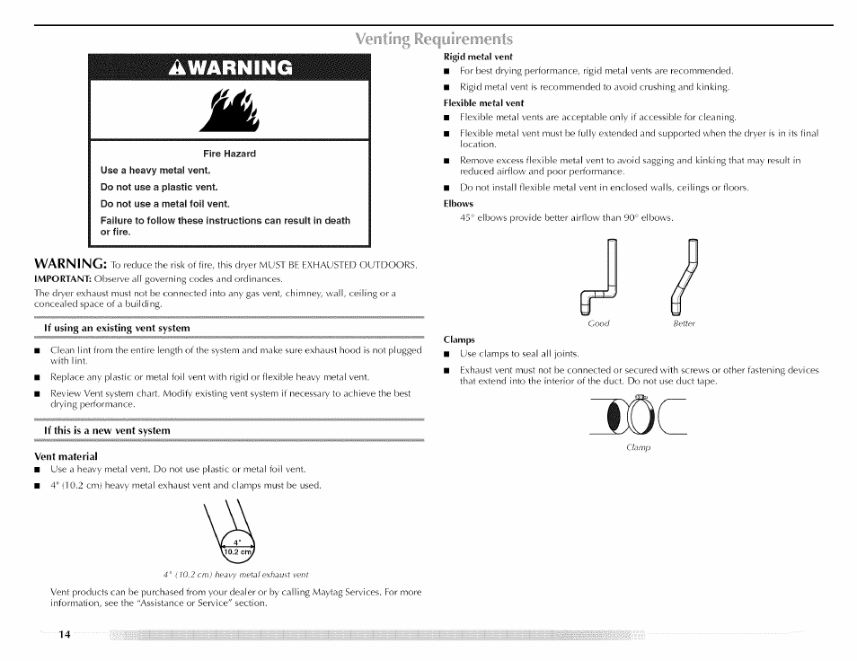 Warning, Entine | Maytag MED5591TQ1 User Manual | Page 14 / 72