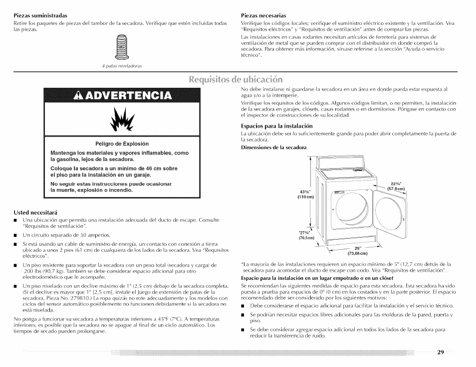 A advertencia | Maytag MED5591TQ1 User Manual | Page 29 / 72