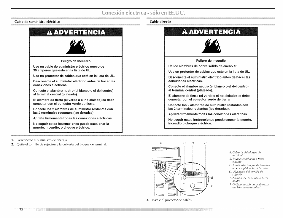 Aadvertencia a advertencia | Maytag MED5591TQ1 User Manual | Page 32 / 72