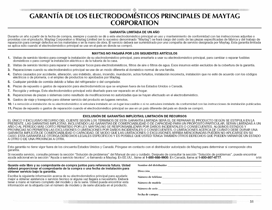Corporation | Maytag MED5591TQ1 User Manual | Page 51 / 72