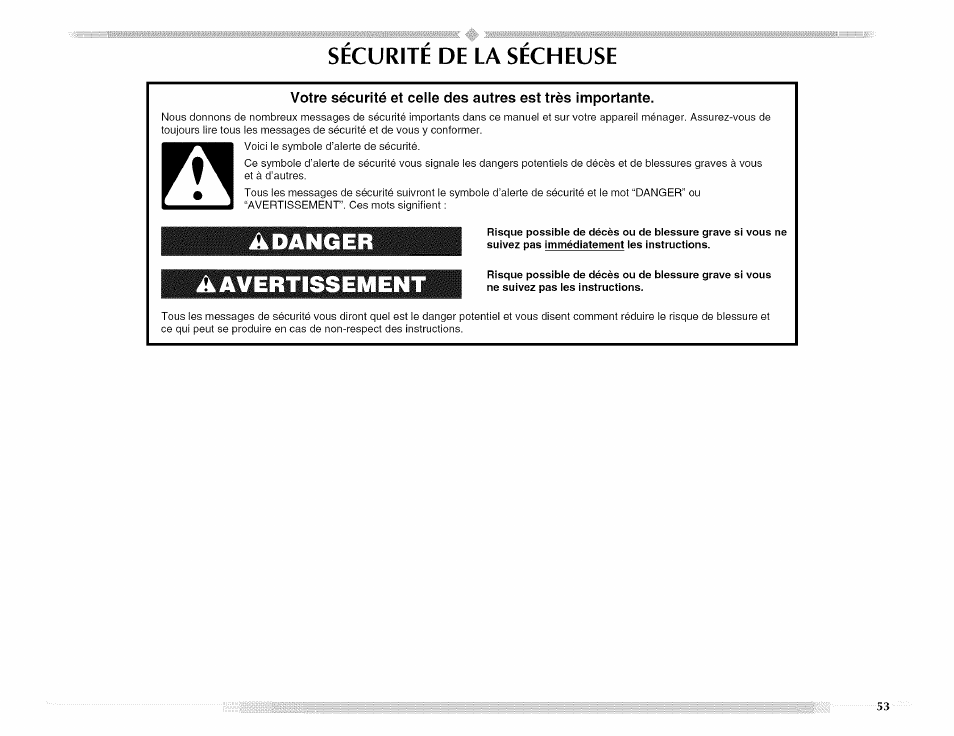 Securite de la secheuse, Sécurité de la sécheuse | Maytag MED5591TQ1 User Manual | Page 53 / 72
