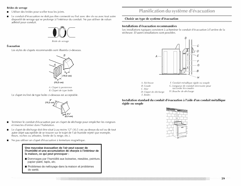 Planification cly système cl'éoacuatiori, Planification du système d'évacuation | Maytag MED5591TQ1 User Manual | Page 59 / 72