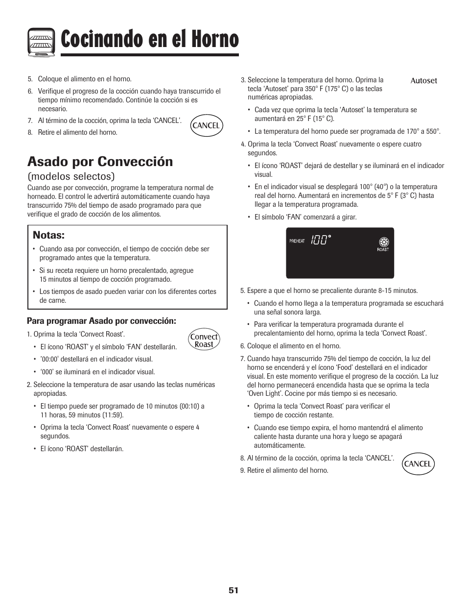 Cocinando en el horno, Asado por convección, Modelos selectos) | Notas | Maytag MEW6630DDW User Manual | Page 52 / 68