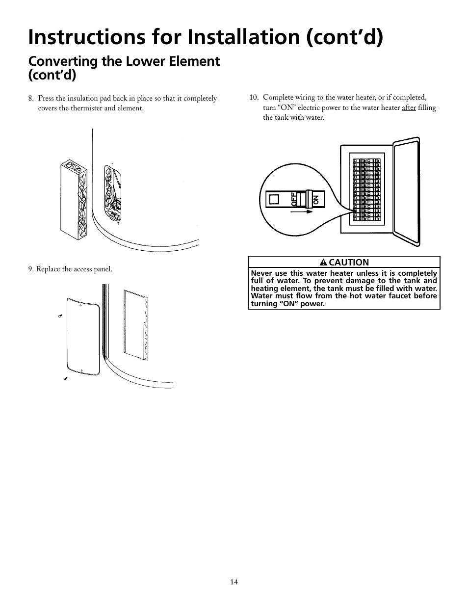 Instructions for installation (cont’d), Converting the lower element (cont’d) | Maytag HRE21250PC User Manual | Page 14 / 40