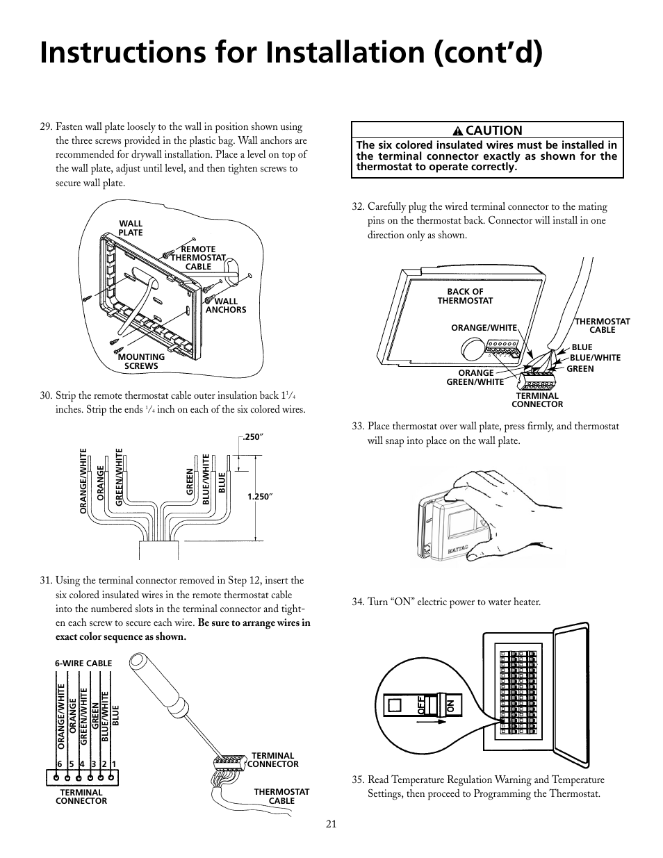 Instructions for installation (cont’d), Caution | Maytag HRE21250PC User Manual | Page 21 / 40