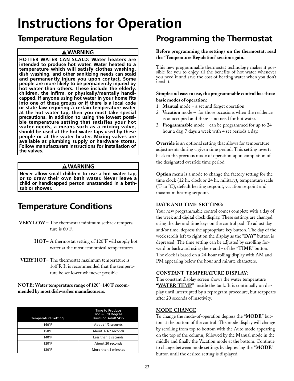 Instructions for operation | Maytag HRE21250PC User Manual | Page 23 / 40