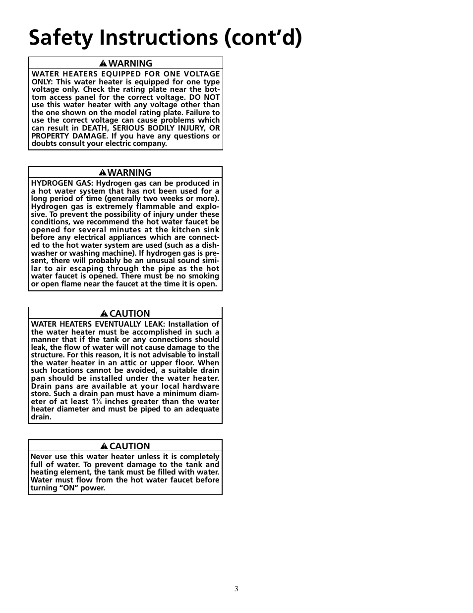 Safety instructions (cont’d) | Maytag HRE21250PC User Manual | Page 3 / 40