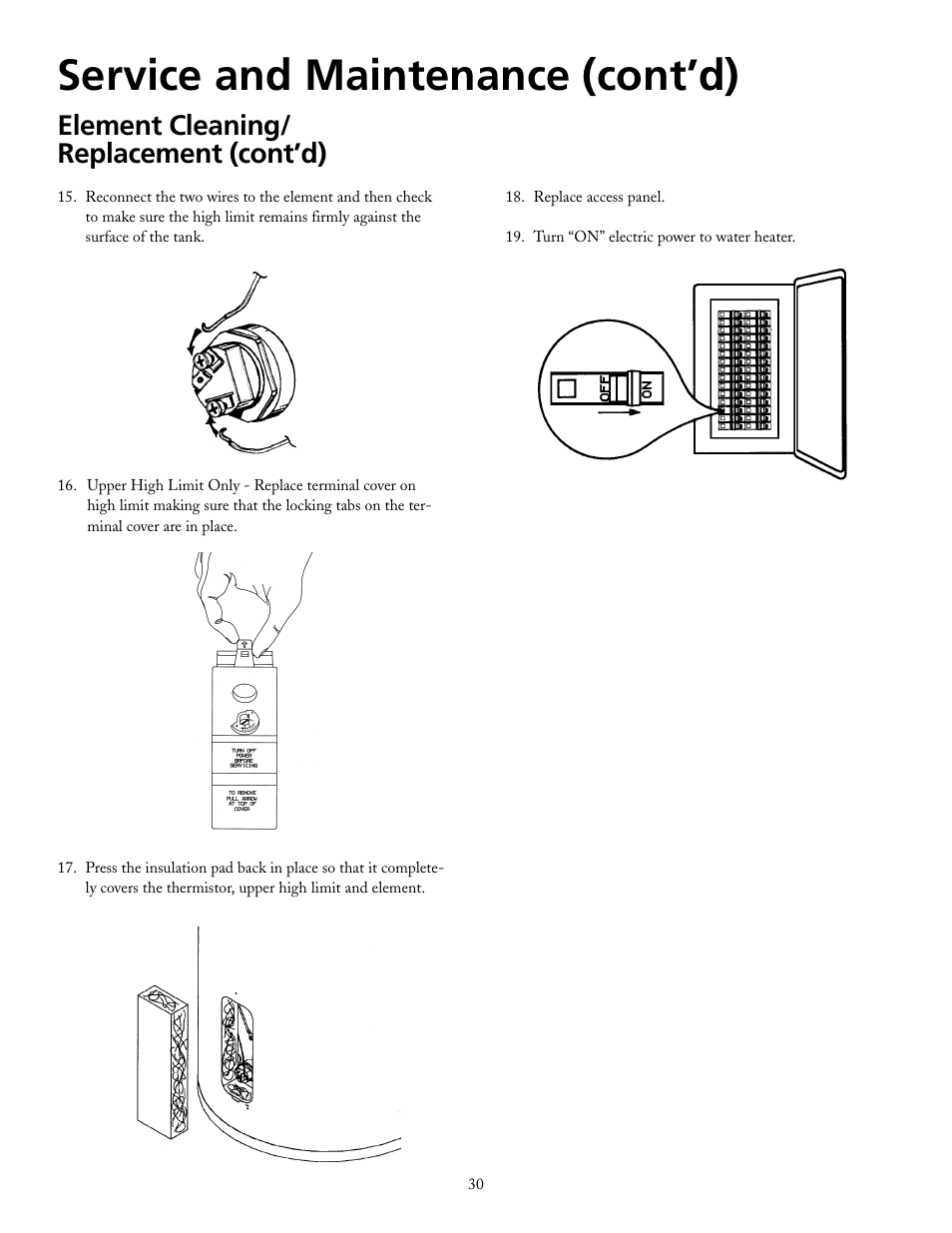 Service and maintenance (cont’d), Element cleaning/ replacement (cont’d) | Maytag HRE21250PC User Manual | Page 30 / 40