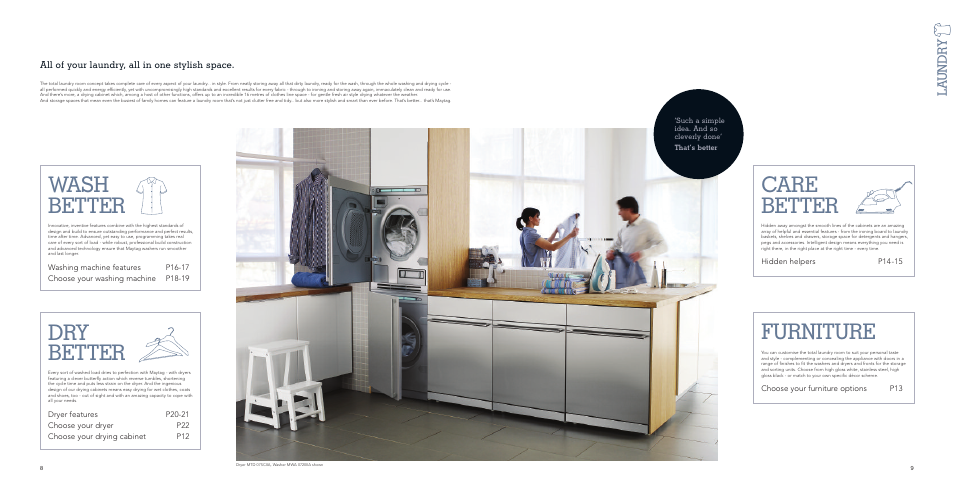 Wash better, Dry better, Care better furniture | La undr y | Maytag MDW 17FTI User Manual | Page 5 / 29