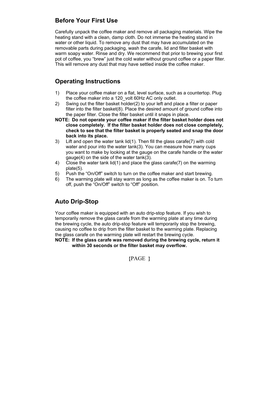 Before your first use, Operating instructions | Maytag MCCM1NW12 User Manual | Page 7 / 20