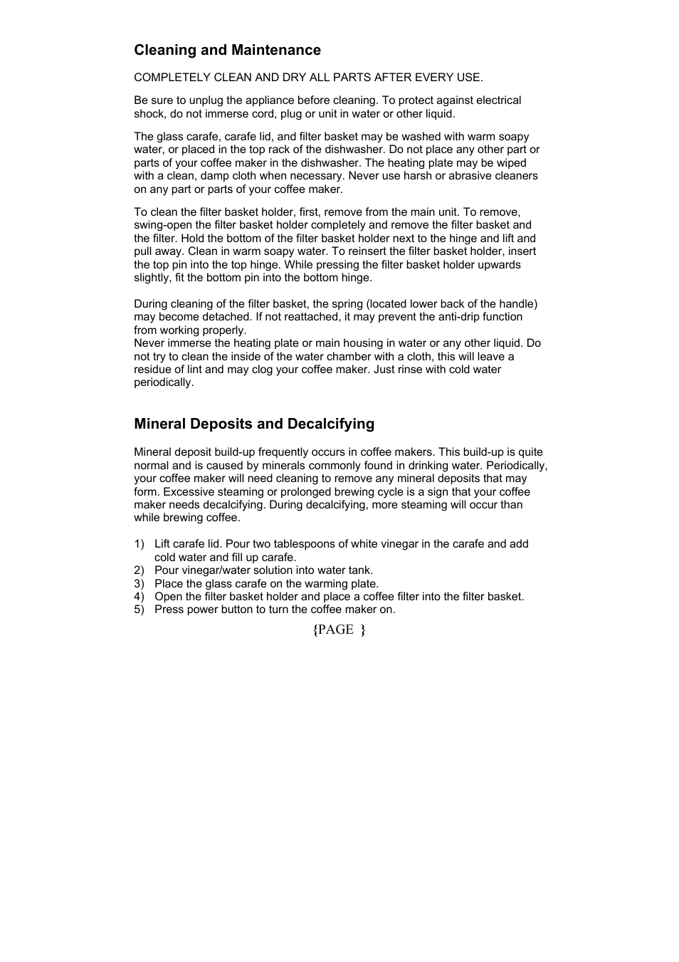 Mineral deposits and decalcifying | Maytag MCCM1NW12 User Manual | Page 8 / 20