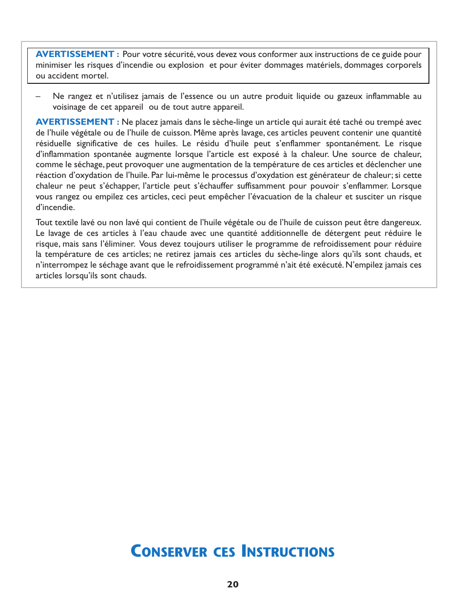 Onserver ces, Nstructions | Maytag MDE7550AGW User Manual | Page 21 / 72