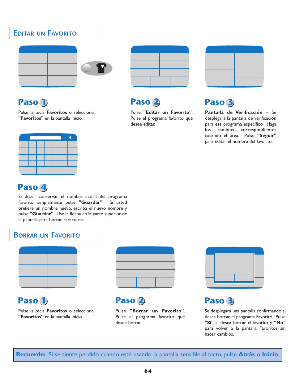 Paso 1 paso 2, Paso 3, Paso 1 paso 2 paso 3 paso 4 | Ditar un, Avorito, Orrar un | Maytag MDE7550AGW User Manual | Page 65 / 72